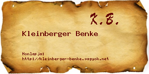 Kleinberger Benke névjegykártya